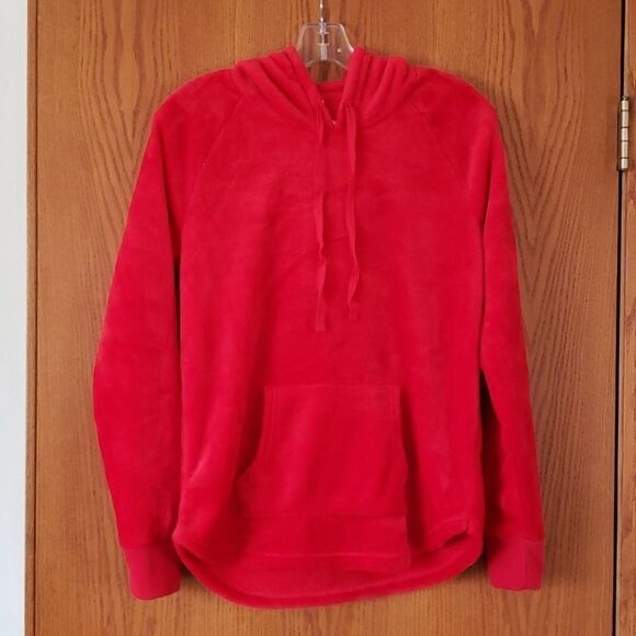 NWT Bright Red Fleece Hoodie Pullover Sweater Jr M - Picture 1 of 4